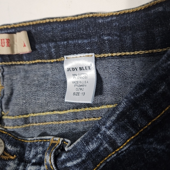 Judy Blue Women's 13 Dark Acid Wash Distressed Slashed Stretch Skinny Jeans B8 - Picture 5 of 9